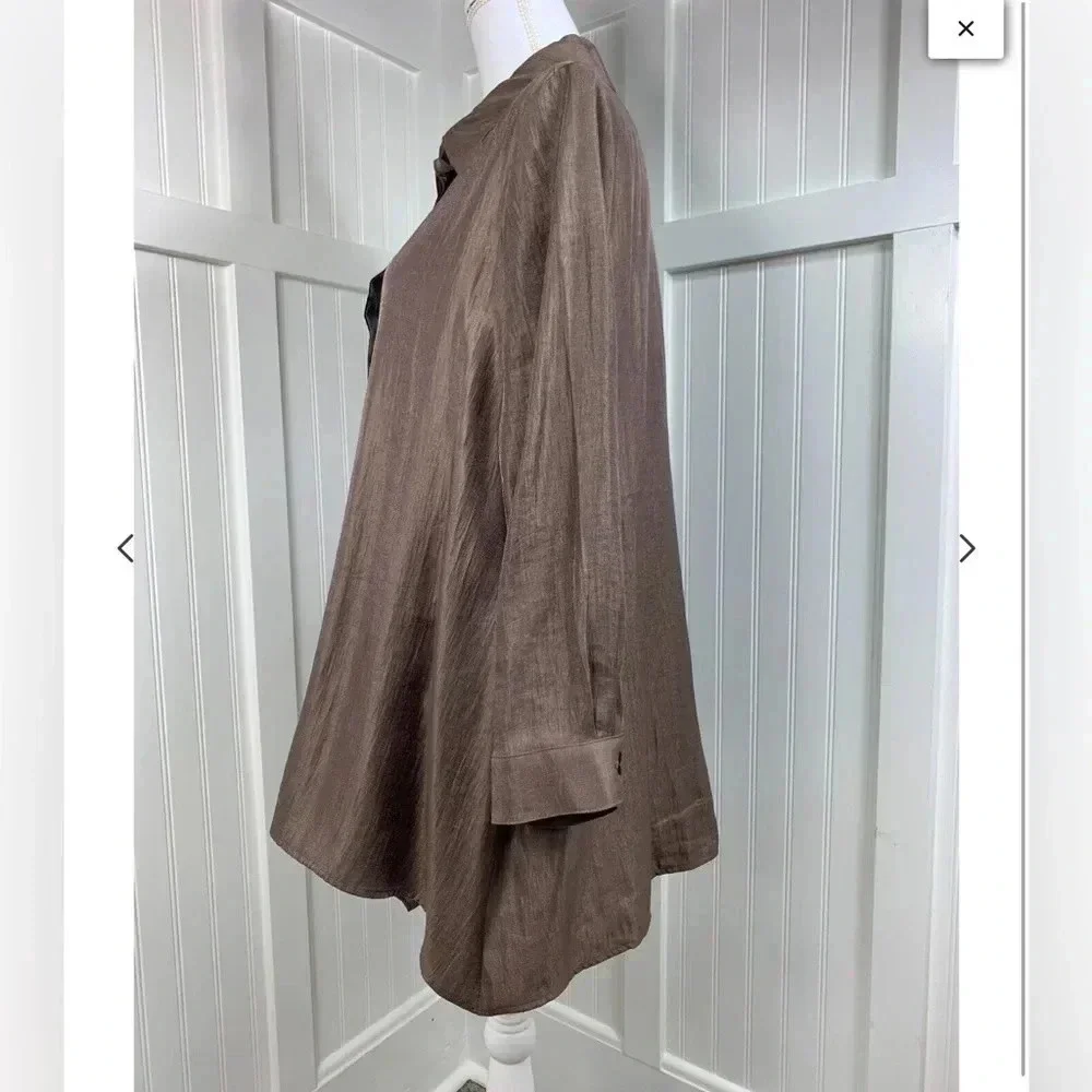 IC by Connie K bronze embellished tunic long sleeves evening holiday Size M - Picture 2 of 7